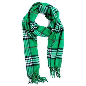 Men and Women Mint Plaid Winter Scarf Cashmer Luxurious Soft Plum Feathers